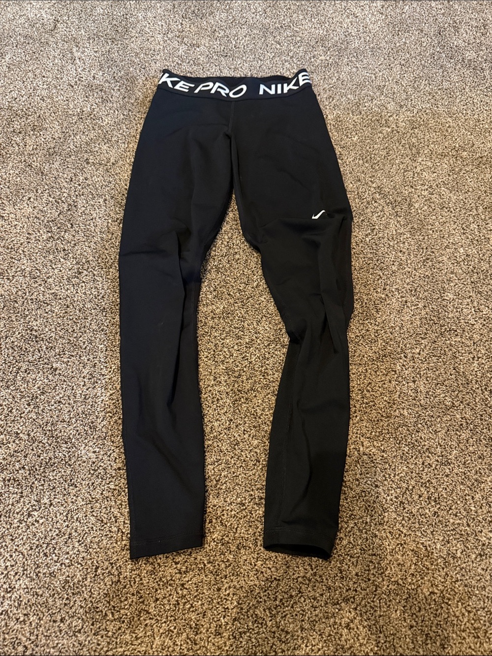 Nike Youth Black Performance Leggings with White Logo